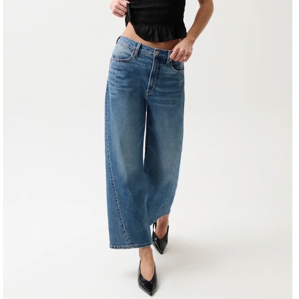 Pistola Kyra High Rise Bowed Ankle Barrel Denim Jeans in Soho Wash SZ 25